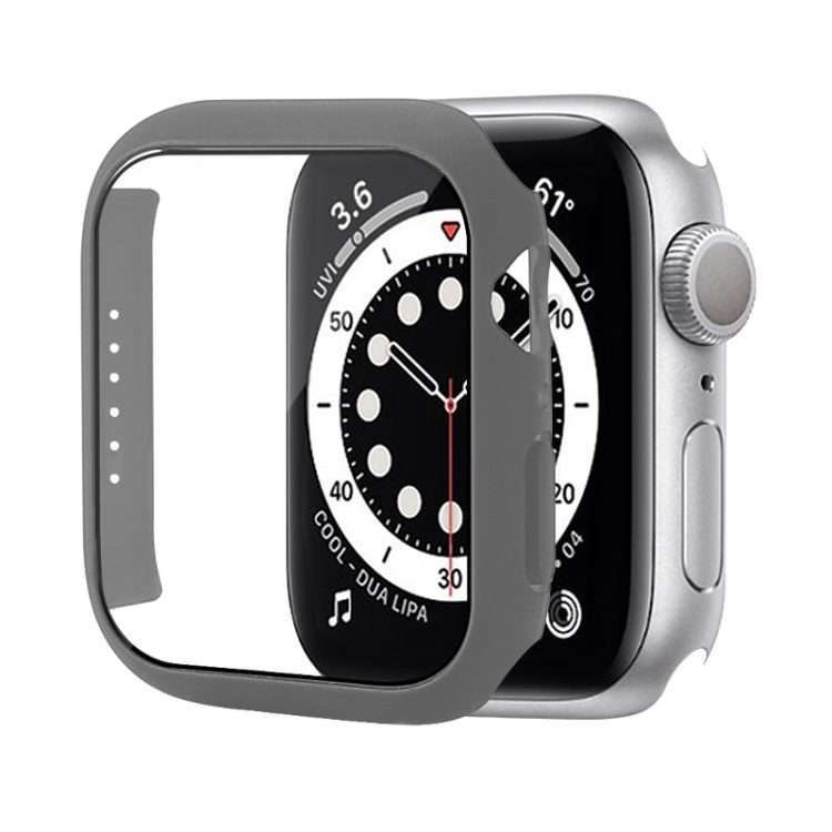 Shockproof PC Protective Case with Tempered Glass Film For Apple Watch Series 9 / 8 / 7 45mm(Grey)