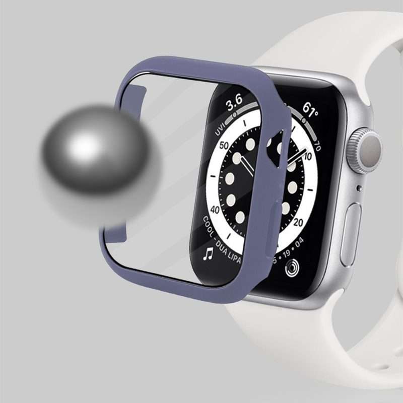 Shockproof PC Protective Case with Tempered Glass Film For Apple Watch Series 9 / 8 / 7 45mm(Grey)