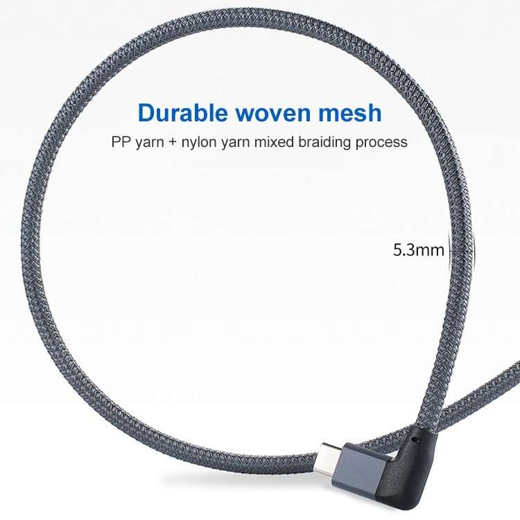 100W USB-C / Type-C Elbow to USB-C / Type-C Male Full-function Data Cable with E-mark, Cable Lengt