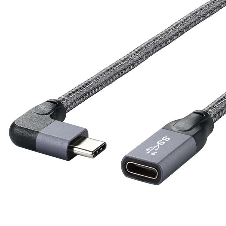 100W USB-C / Type-C Elbow Male to USB-C / Type-C Female Full-function Data Extension Cable, Cable