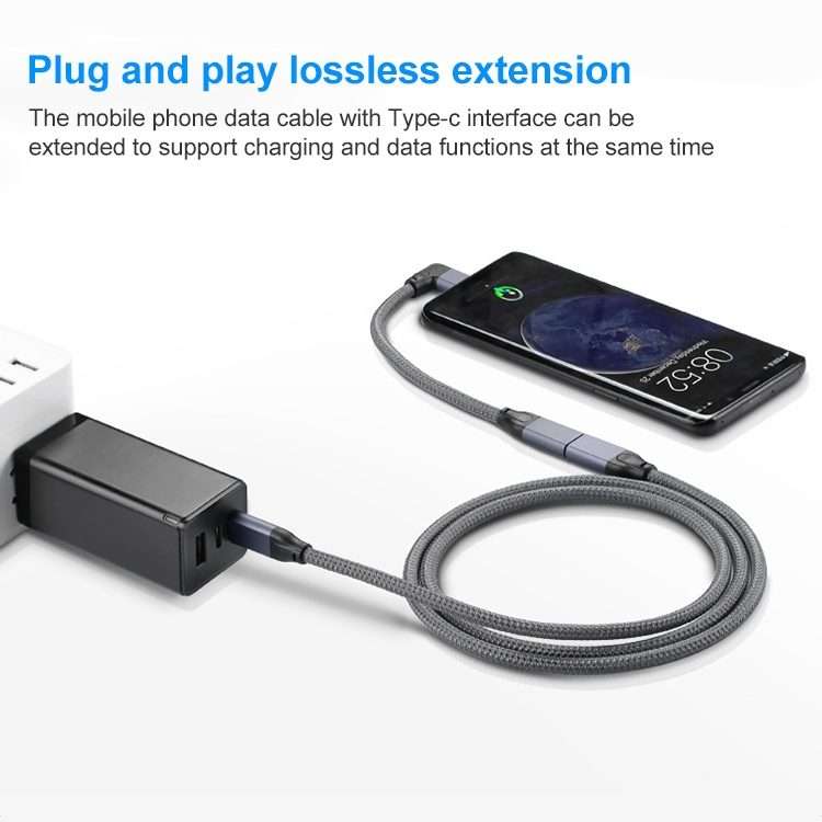 100W USB-C / Type-C Elbow Male to USB-C / Type-C Female Full-function Data Extension Cable, Cable