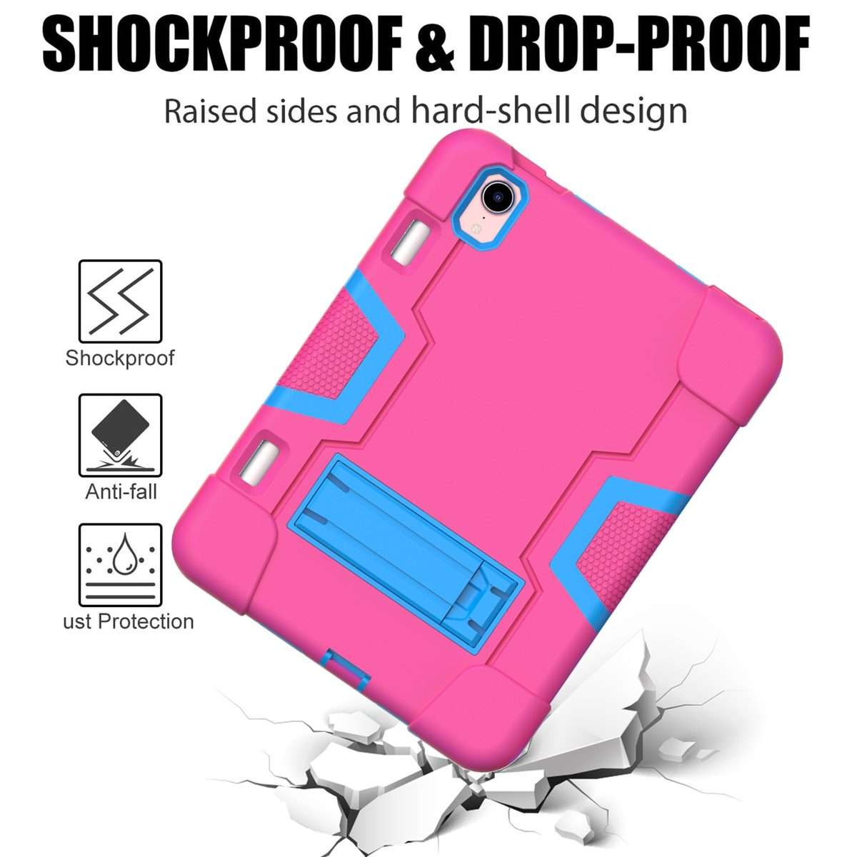 For iPad mini 2024 / mini 6 Contrast Color Robot Shockproof Silicone + PC Prot ... (Rose Red Blue)