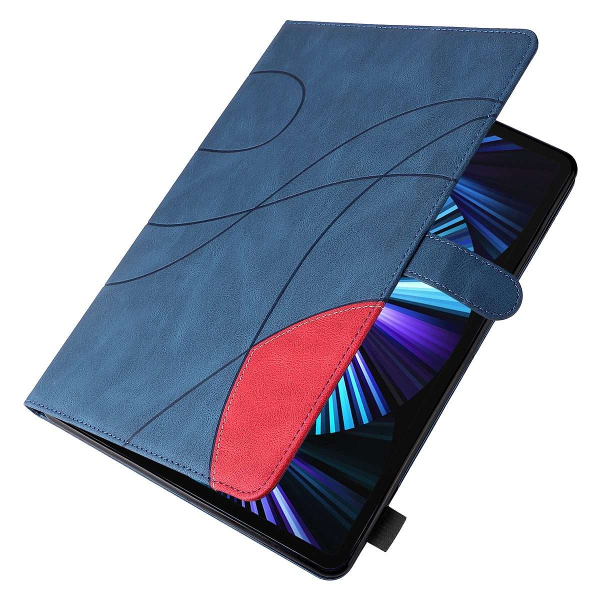Dual-color Splicing Horizontal Flip PU Leather Case with Holder & Card Slots For iPad P ... (Blue)