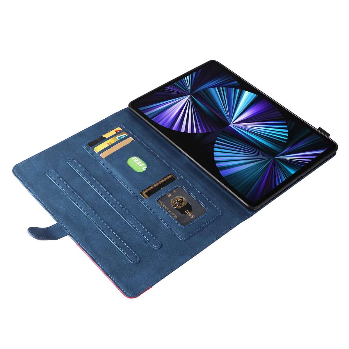 Dual-color Splicing Horizontal Flip PU Leather Case with Holder & Card Slots For iPad P ... (Blue)