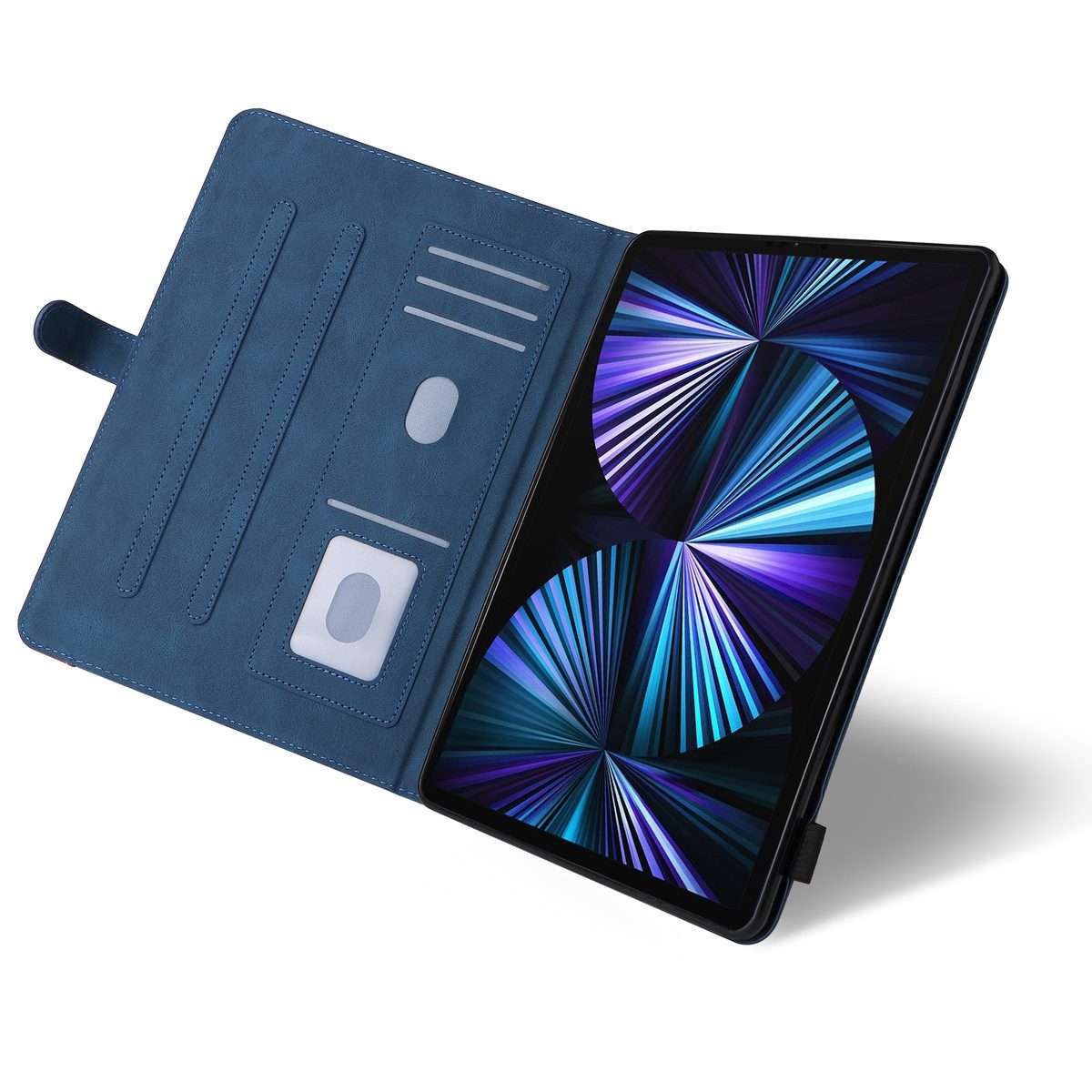 Dual-color Splicing Horizontal Flip PU Leather Case with Holder & Card Slots For iPad P ... (Blue)