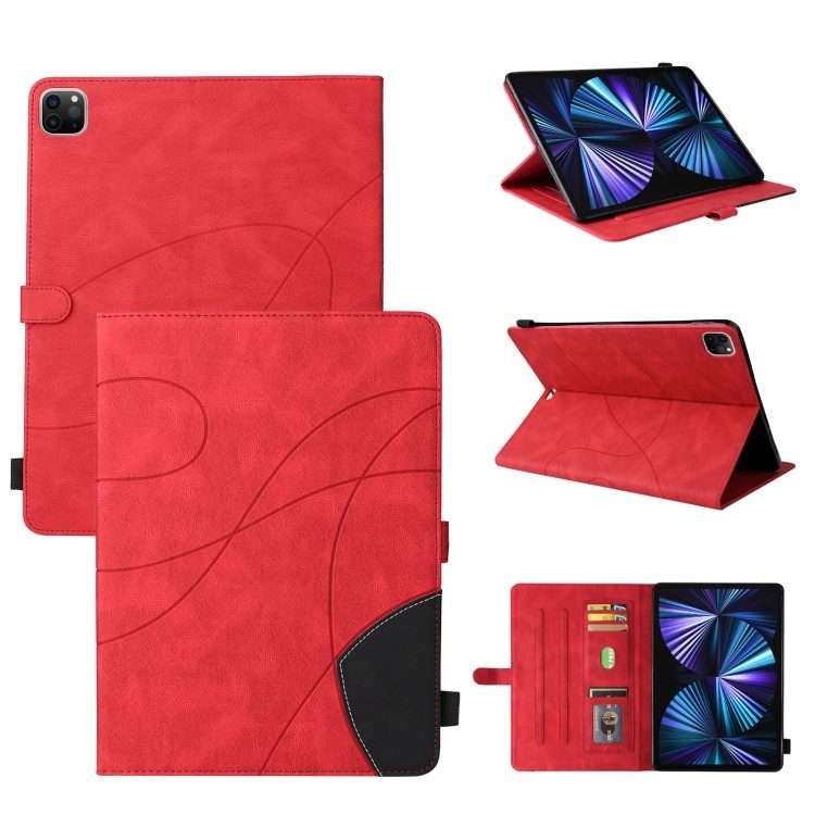 Dual-color Splicing Horizontal Flip PU Leather Case with Holder & Card Slots For iPad Pr ... (Red)