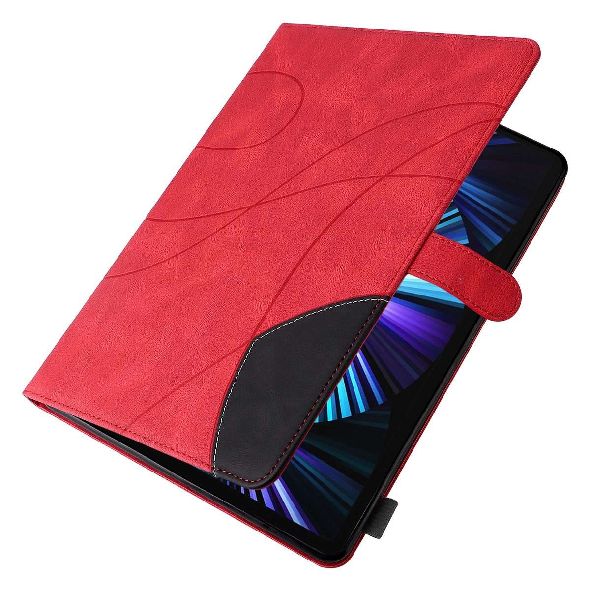 Dual-color Splicing Horizontal Flip PU Leather Case with Holder & Card Slots For iPad Pr ... (Red)