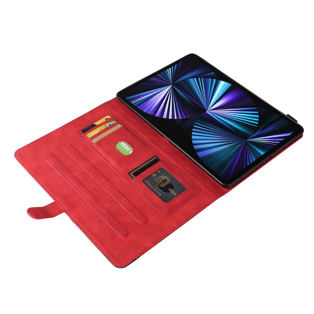 Dual-color Splicing Horizontal Flip PU Leather Case with Holder & Card Slots For iPad Pr ... (Red)