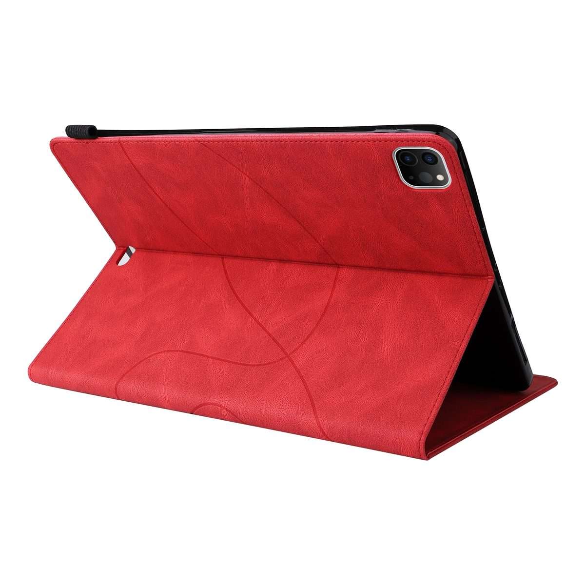 Dual-color Splicing Horizontal Flip PU Leather Case with Holder & Card Slots For iPad Pr ... (Red)