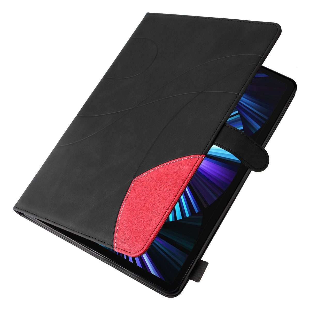 Dual-color Splicing Horizontal Flip PU Leather Case with Holder & Card Slots For iPad ... (Black)