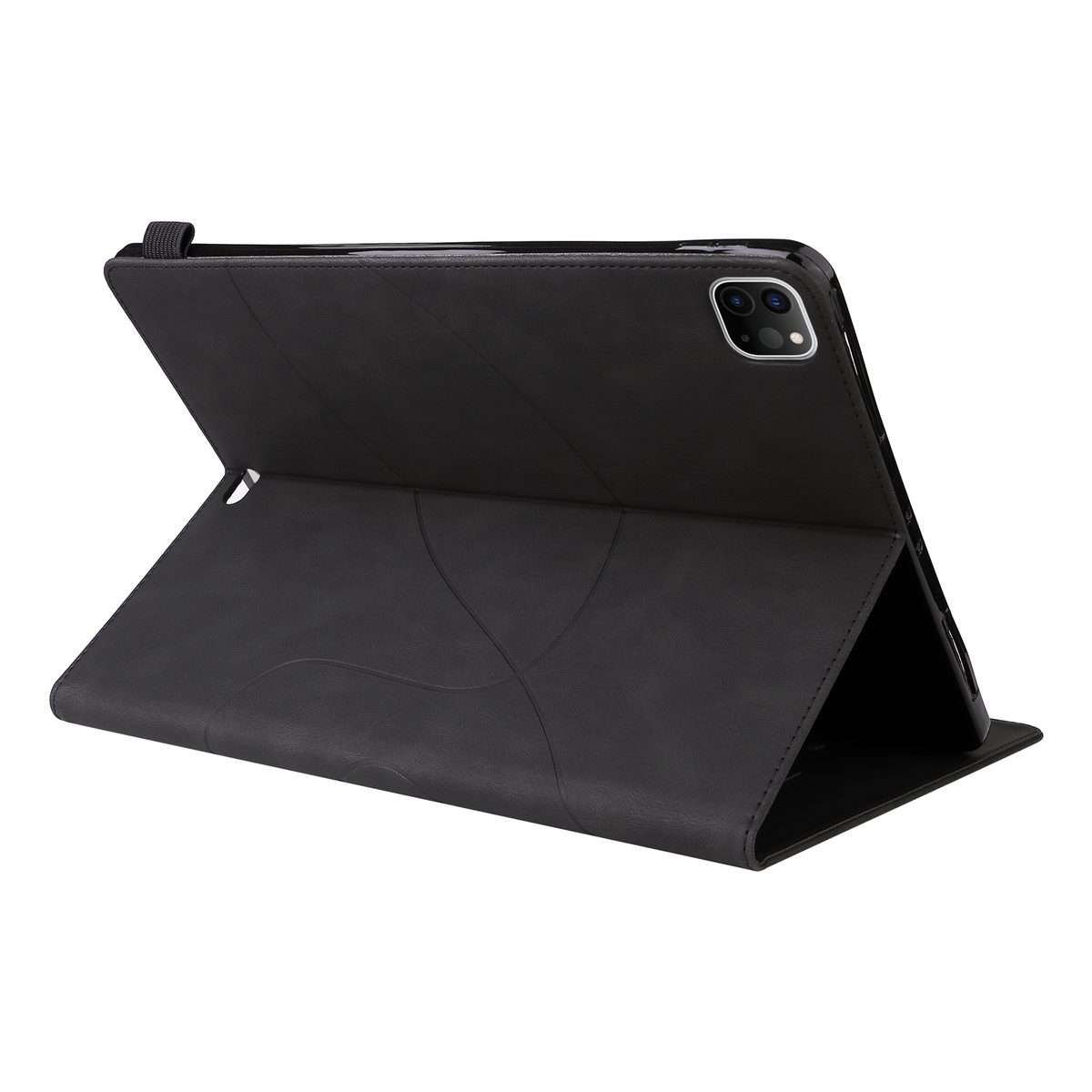 Dual-color Splicing Horizontal Flip PU Leather Case with Holder & Card Slots For iPad ... (Black)