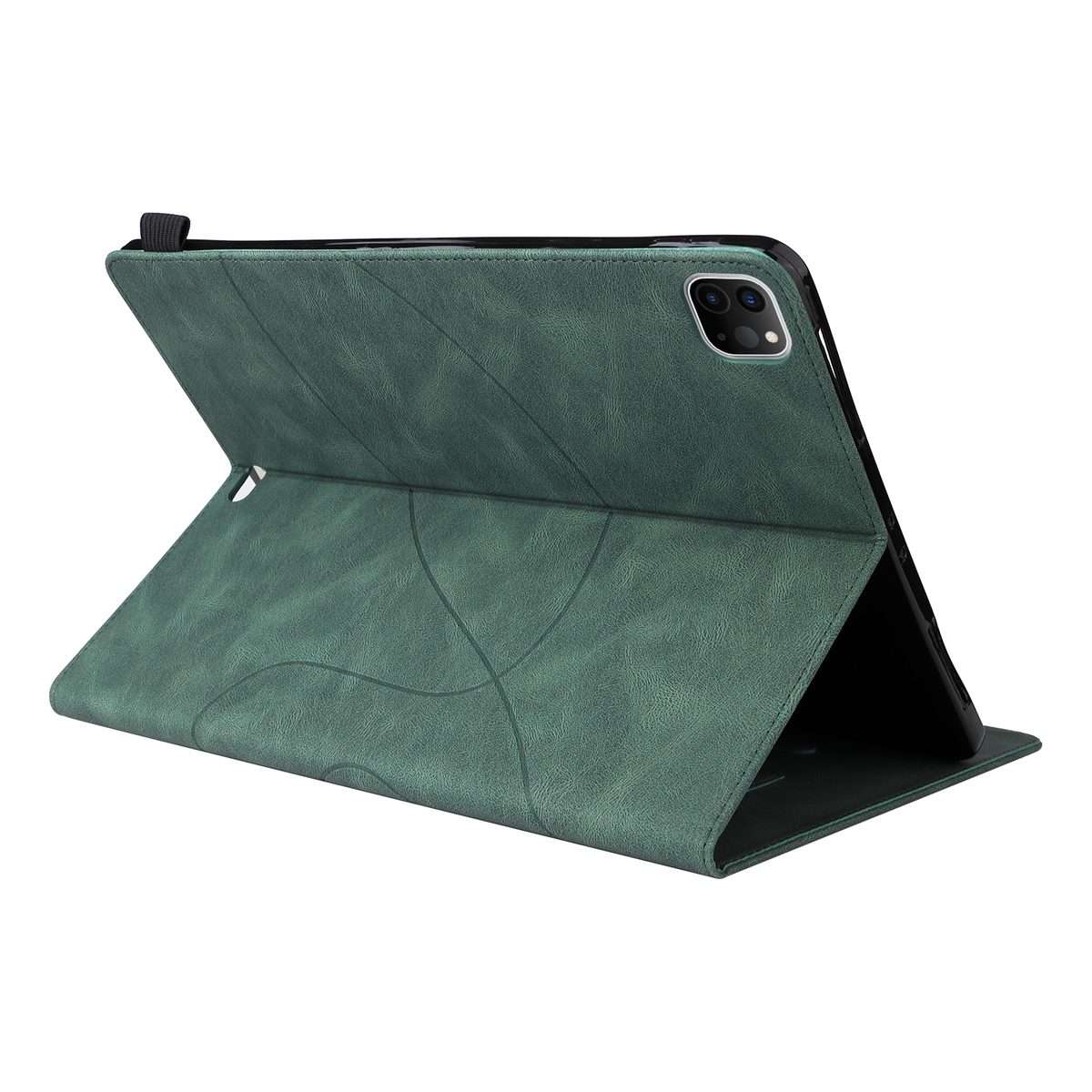 Dual-color Splicing Horizontal Flip PU Leather Case with Holder & Card Slots For iPad ... (Green)