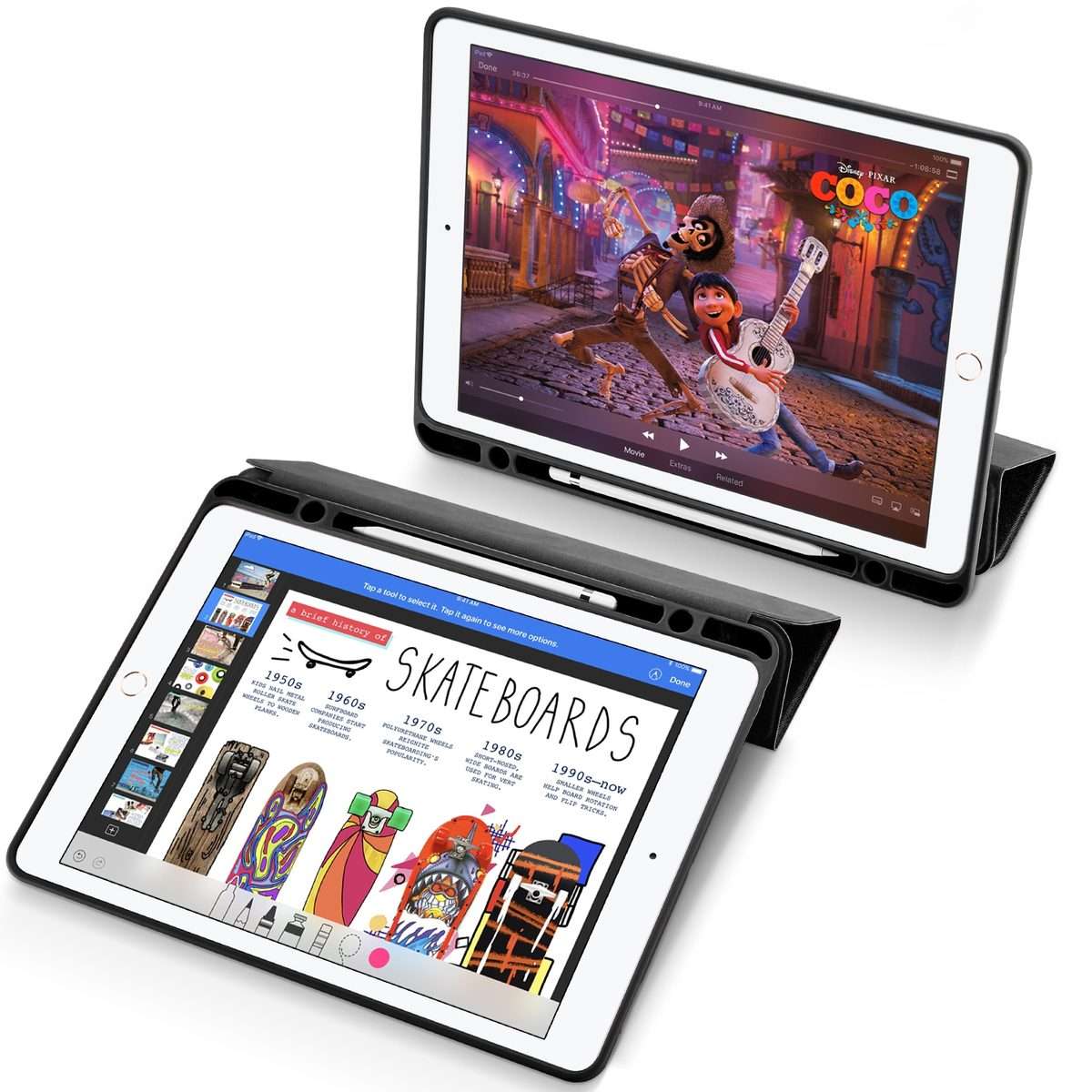 DUX DUCIS Domo Series Horizontal Flip Magnetic TPU + PU Leather Tablet Case with Three ... (Black)