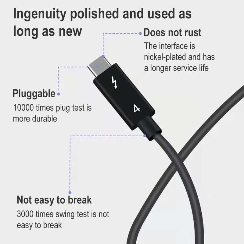 USB-C / Type-C Male to USB-C / Type-C Male Multi-function Transmission Cable for Thund ... (Black)