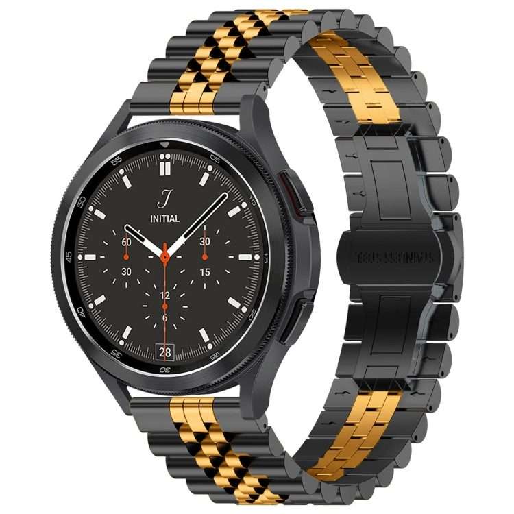 20mm Five-bead Stainless Steel Watch Band(Black Rose Gold)