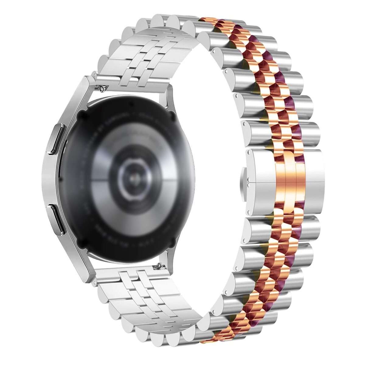 20mm Five-bead Stainless Steel Watch Band(Silver Rose Gold)