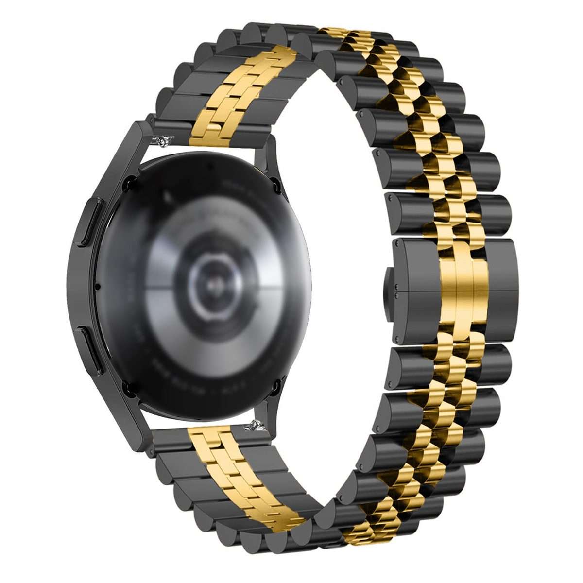 20mm Five-bead Stainless Steel Watch Band(Black Gold)