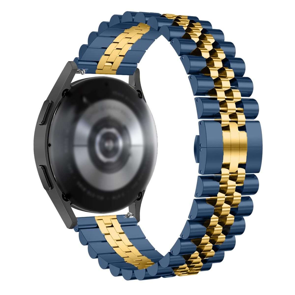 20mm Five-bead Stainless Steel Watch Band(Blue Gold)