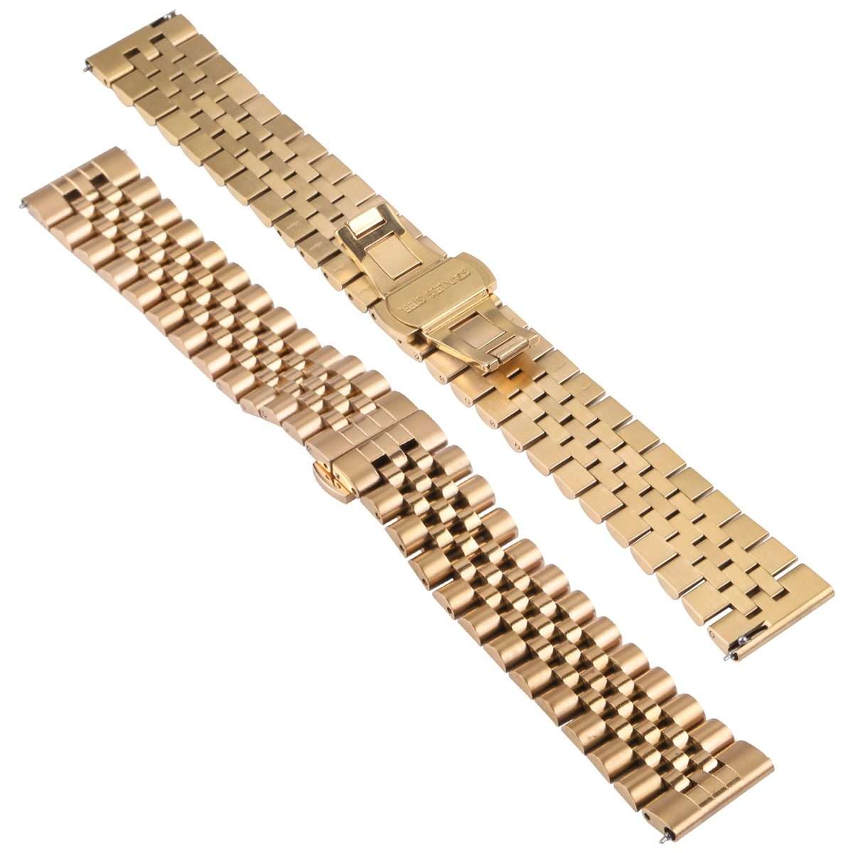 20mm Five-bead Stainless Steel Watch Band(Gold)