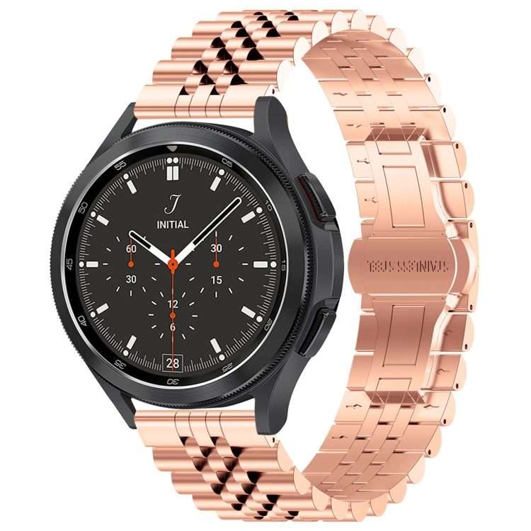 22mm Five-bead Stainless Steel Watch Band(Rose Gold)