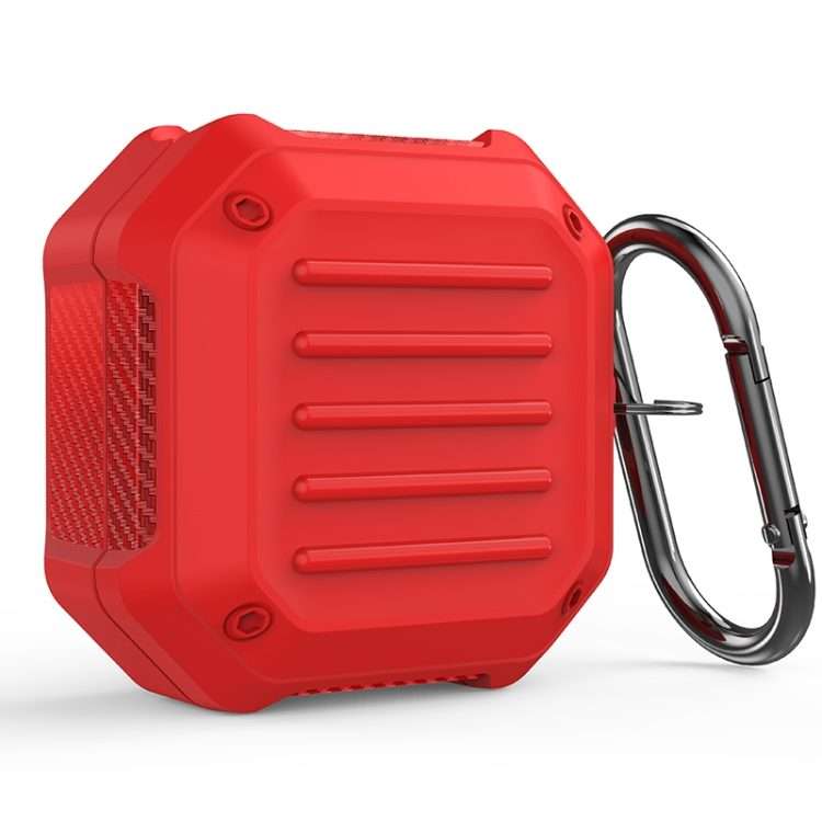 For Samsung Galaxy Buds Live / Buds 2 / Buds Pro / Buds 2 Pro Shockproof Carbon Fiber Lu ... (Red)