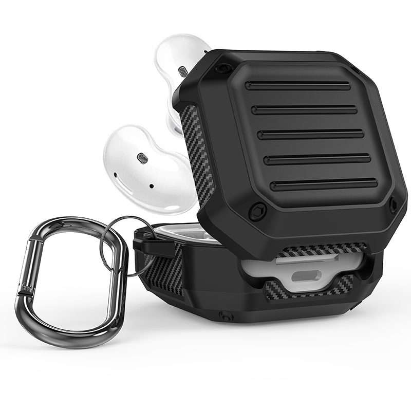 For Samsung Galaxy Buds Live / Buds 2 / Buds Pro / Buds 2 Pro Shockproof Carbon Fiber Lu ... (Red)