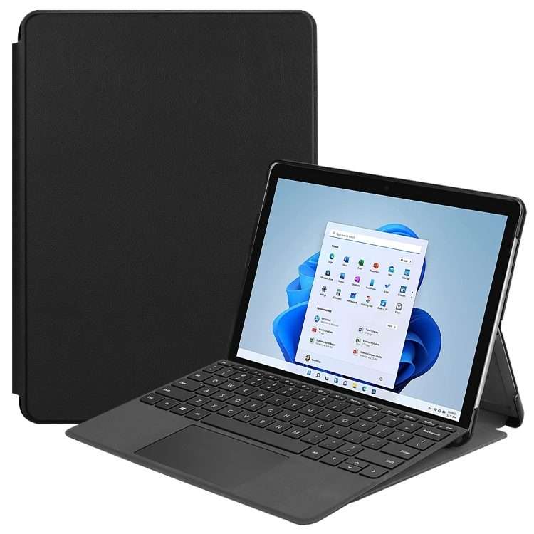 For Microsoft Surface Pro 8 Solid Color Electric Pressed Horizontal Flip Tablet Leathe ... (Black)