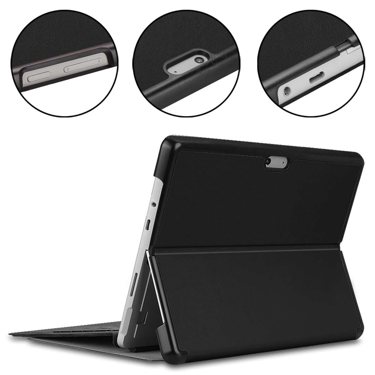 For Microsoft Surface Pro 8 Solid Color Electric Pressed Horizontal Flip Tablet Leathe ... (Black)