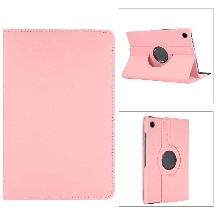 For Samsung Galaxy Tab A8 360 Degree Rotation Litchi Texture Tablet Leather Case with H ... (Pink)