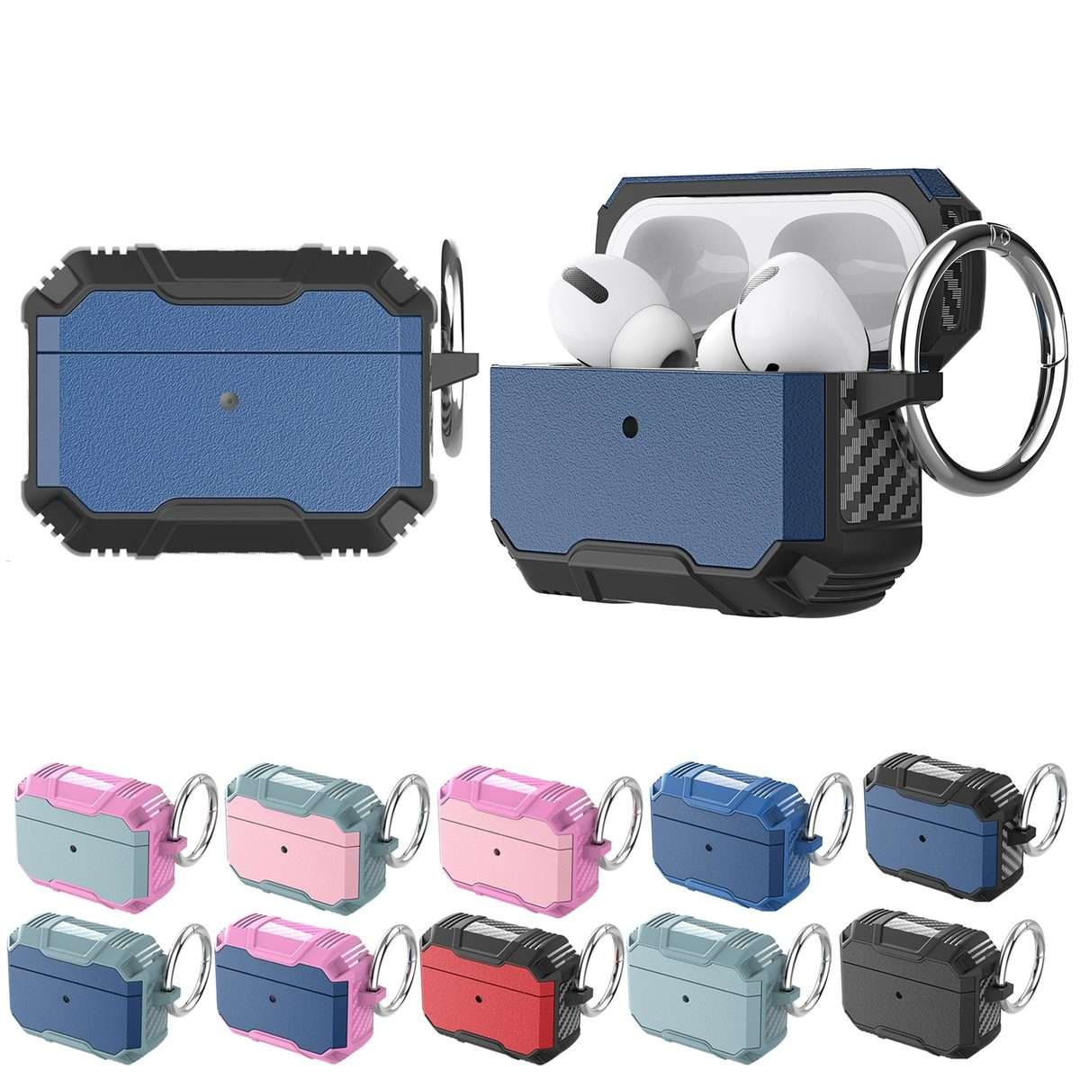 Wireless Earphone TPU + PC Shockproof Case with Hook For AirPods Pro(Black)