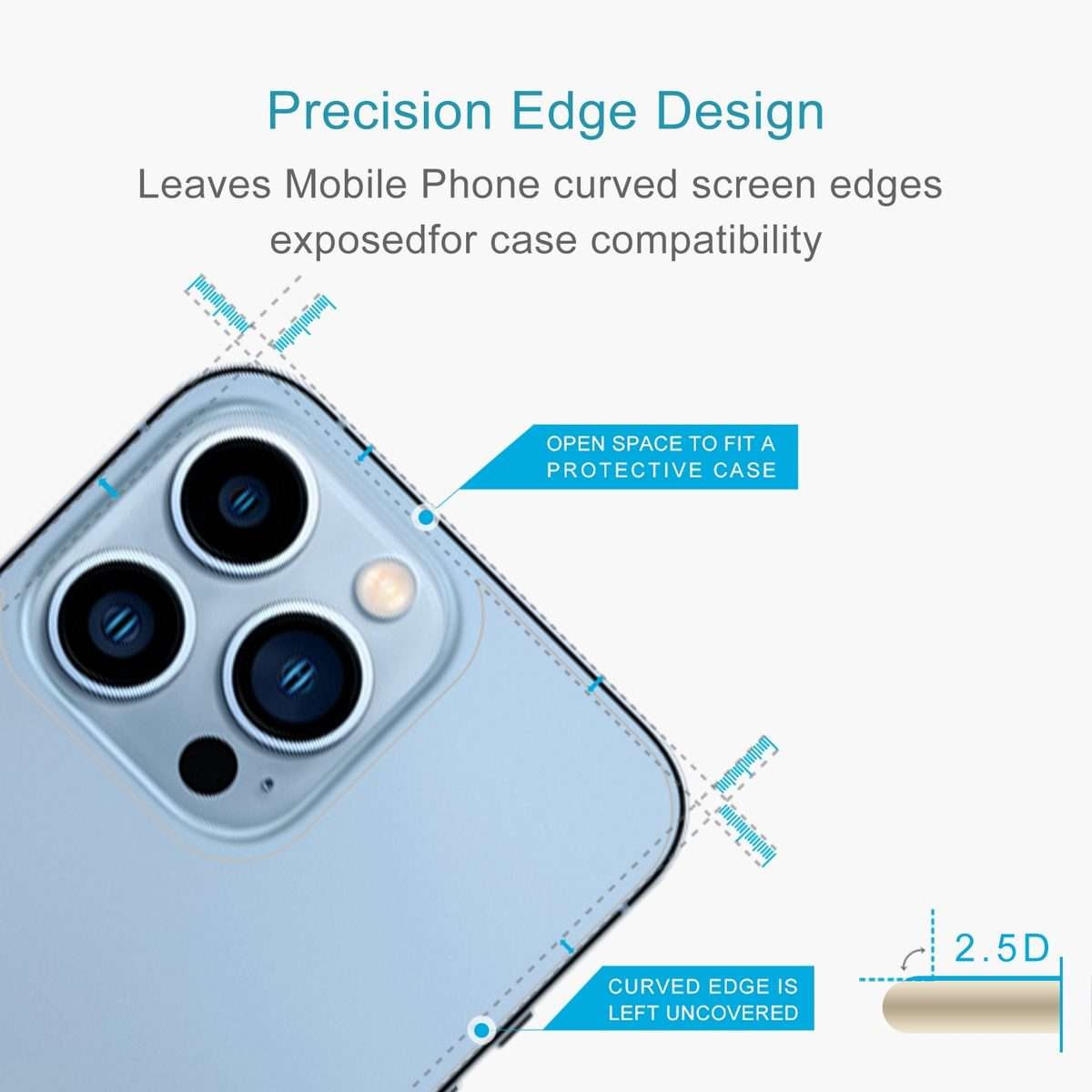 For iPhone 13 Pro Max 50pcs 0.26mm 9H 2.5D Tempered Glass Back Film