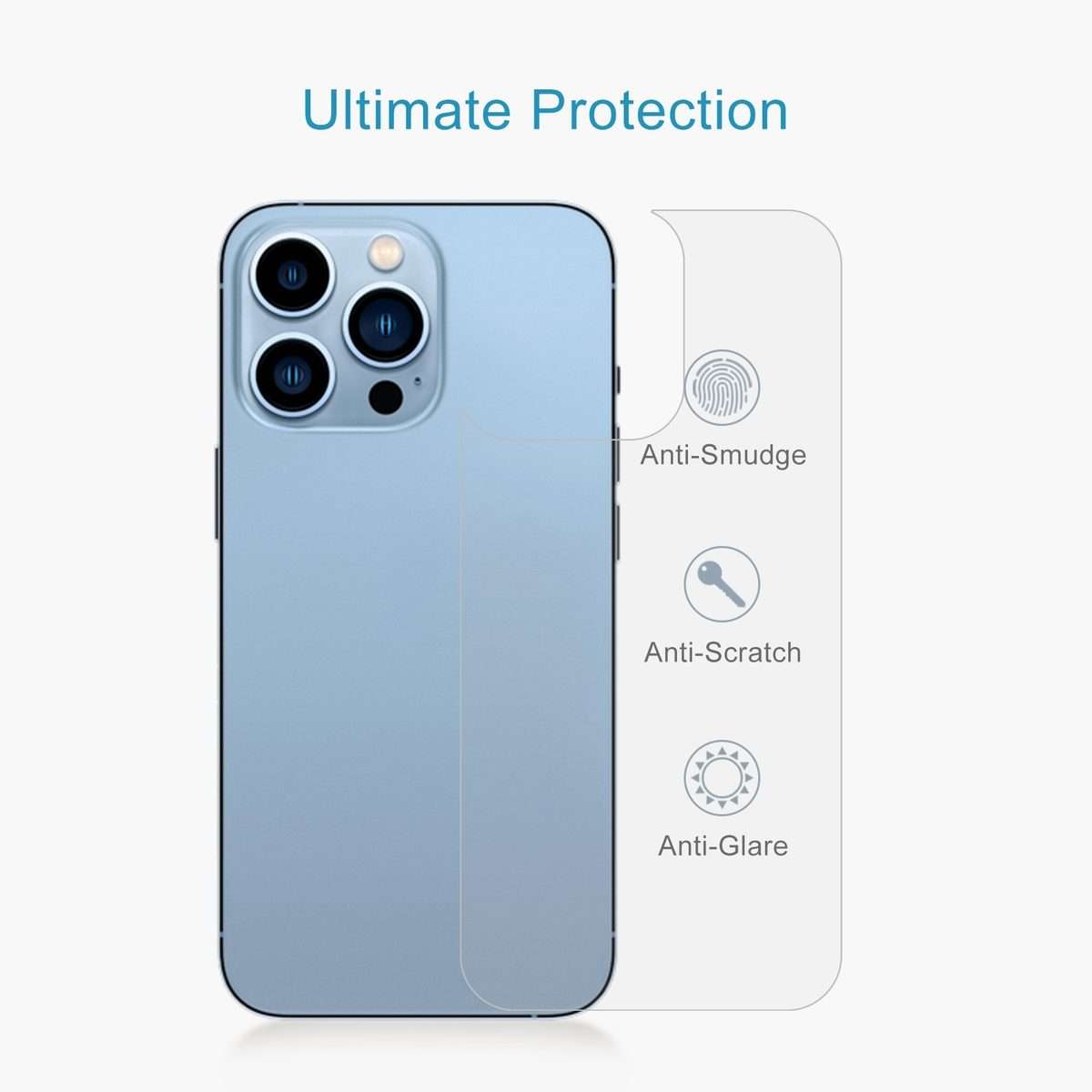 For iPhone 13 Pro Max 50pcs 0.26mm 9H 2.5D Tempered Glass Back Film