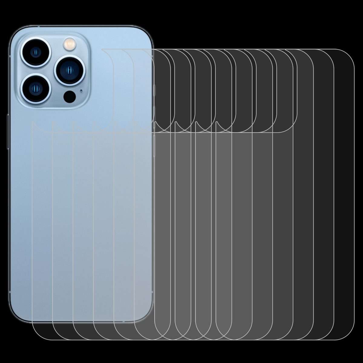 For iPhone 13 Pro Max 50pcs 0.26mm 9H 2.5D Tempered Glass Back Film
