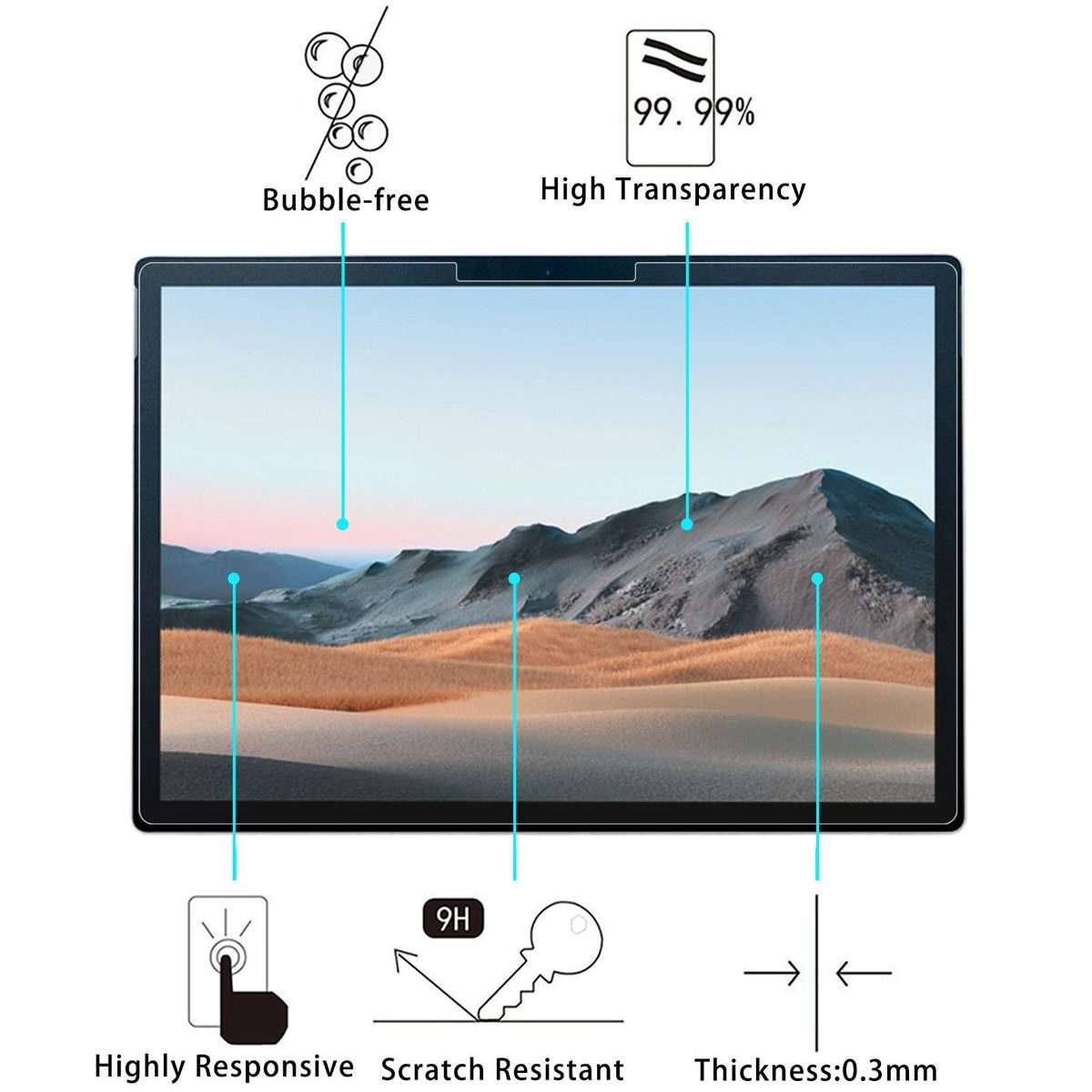 25 PCS 9H 2.5D Explosion-proof Tempered Tablet Glass Film For MicroSoft Surface Book 3 13.5 inch