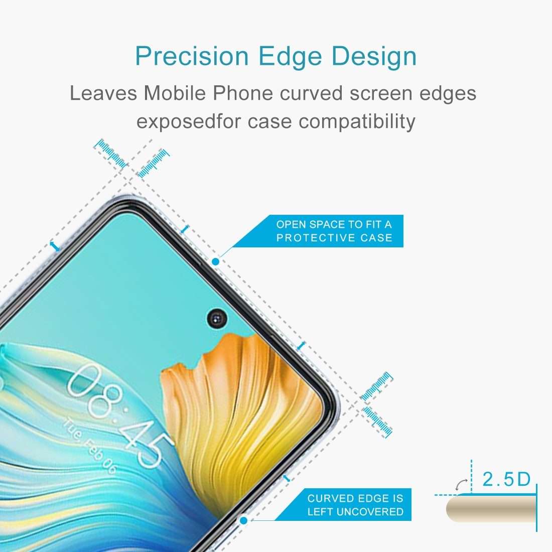 50 PCS 0.26mm 9H 2.5D Tempered Glass Film For Tecno Camon 17 Pro