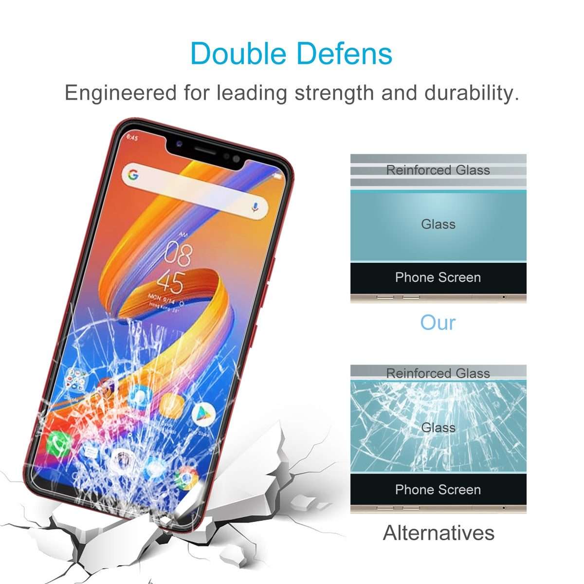 50 PCS 0.26mm 9H 2.5D Tempered Glass Film For Tecno Spark 3 Pro