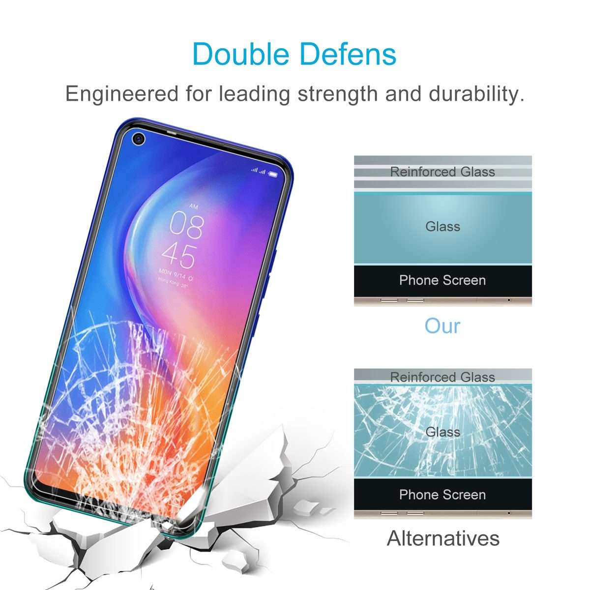 50 PCS 0.26mm 9H 2.5D Tempered Glass Film For Tecno Spark 5 Pro
