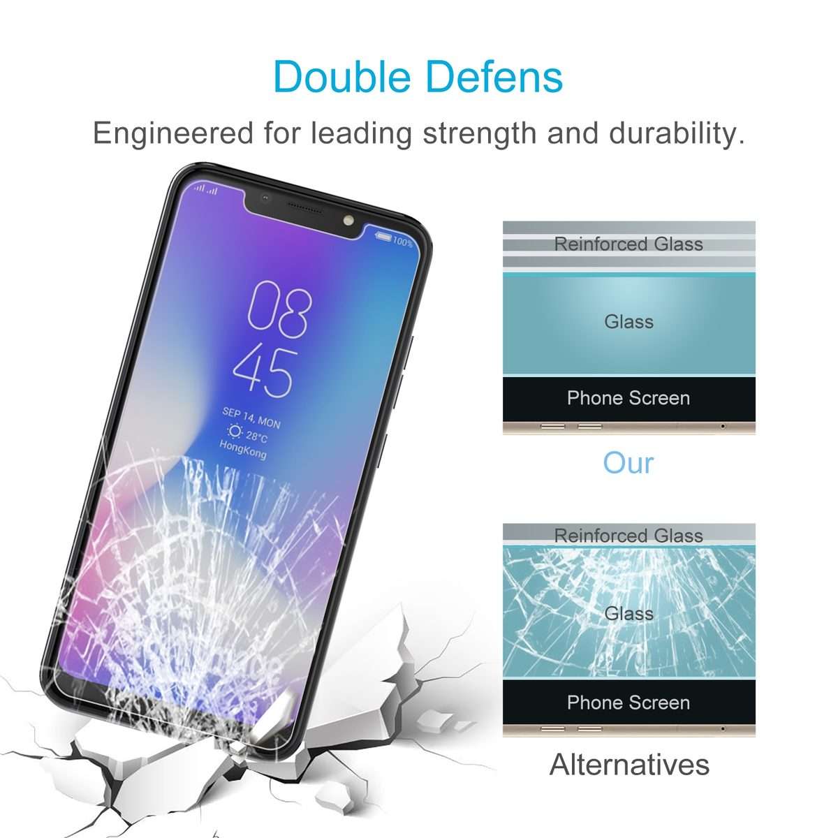 50 PCS 0.26mm 9H 2.5D Tempered Glass Film For Tecno Camon 11 Pro