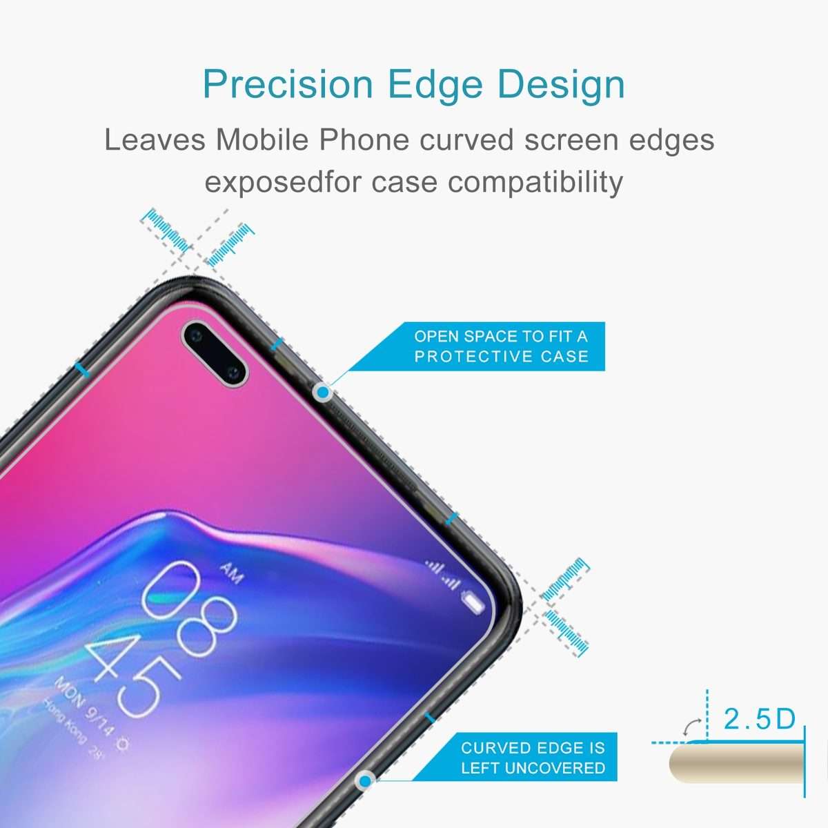 50 PCS 0.26mm 9H 2.5D Tempered Glass Film For Tecno Camon 16 Pro