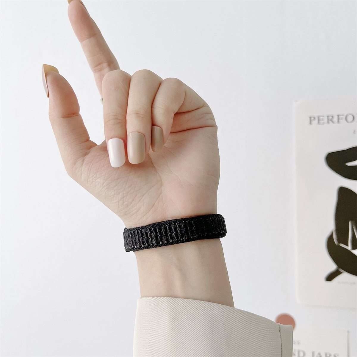 For Fitbit Inspire 2 Nylon Loop Strap Watch Band(Black)
