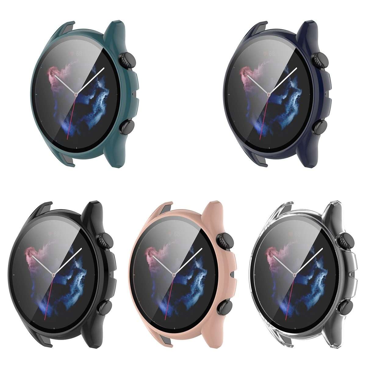 For Amazfit GTR 3 / GTR 3 Pro PC + Tempered Glass Watch Protective Case(Transparent White)