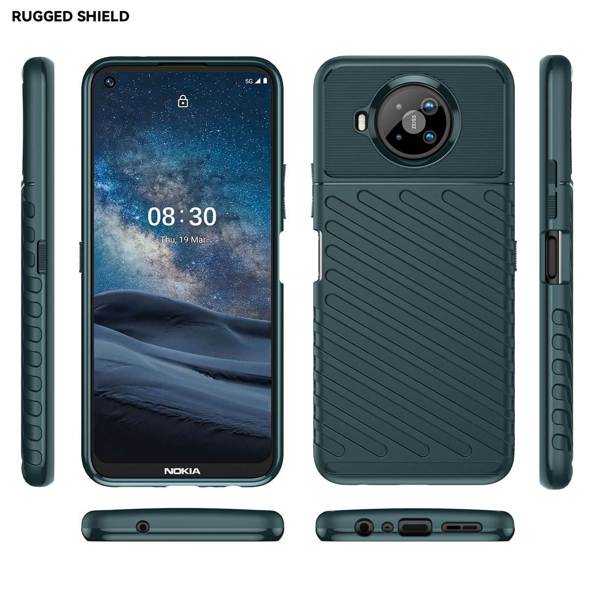 For Nokia 8.3 5G / 8 V 5G UW Thunderbolt Shockproof TPU Soft Phone Case(Green)