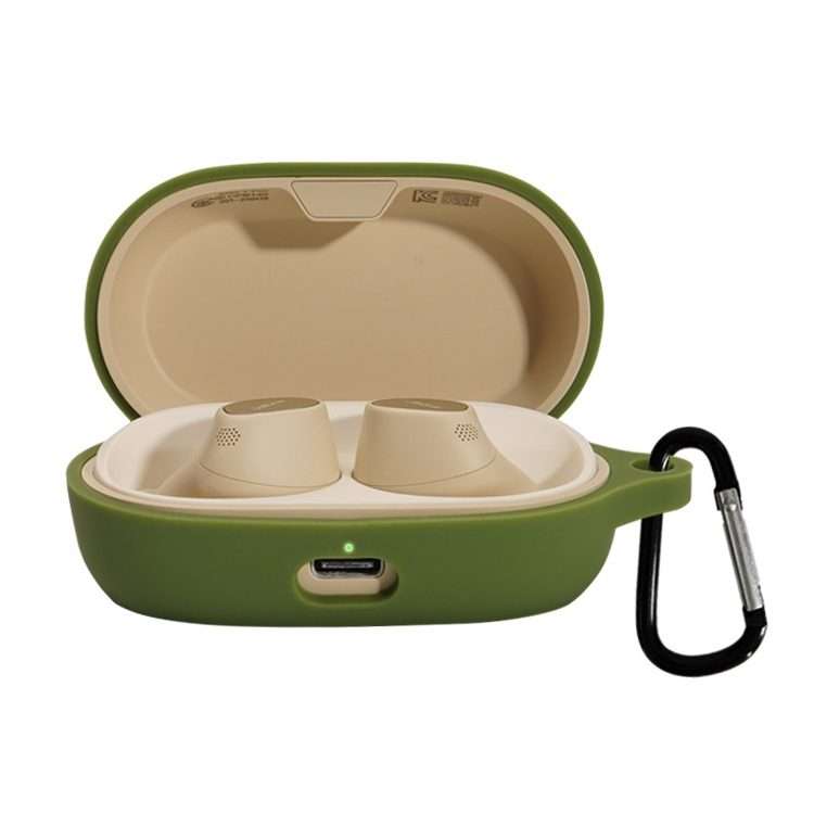 For Jabra Elite 7 Pro Silicone Earphone Protective Case with Hook(Grass Green)