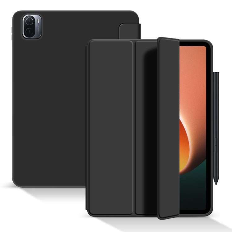 For Xiaomi Pad 5 / Pad 5 Pro Skin Feel Matte Honeycomb Leather Tablet Case with Tri-fo ... (Black)