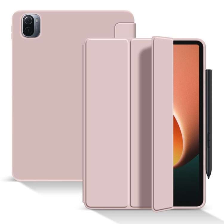 For Xiaomi Pad 5 / Pad 5 Pro Skin Feel Matte Honeycomb Leather Tablet Case with T ... (Light Pink)