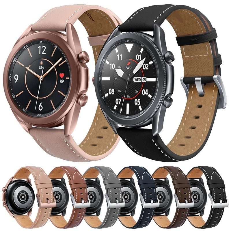 For Samsung Galaxy Watch4 40mm/44mm Leather Strap Watch Band(Light Pink)