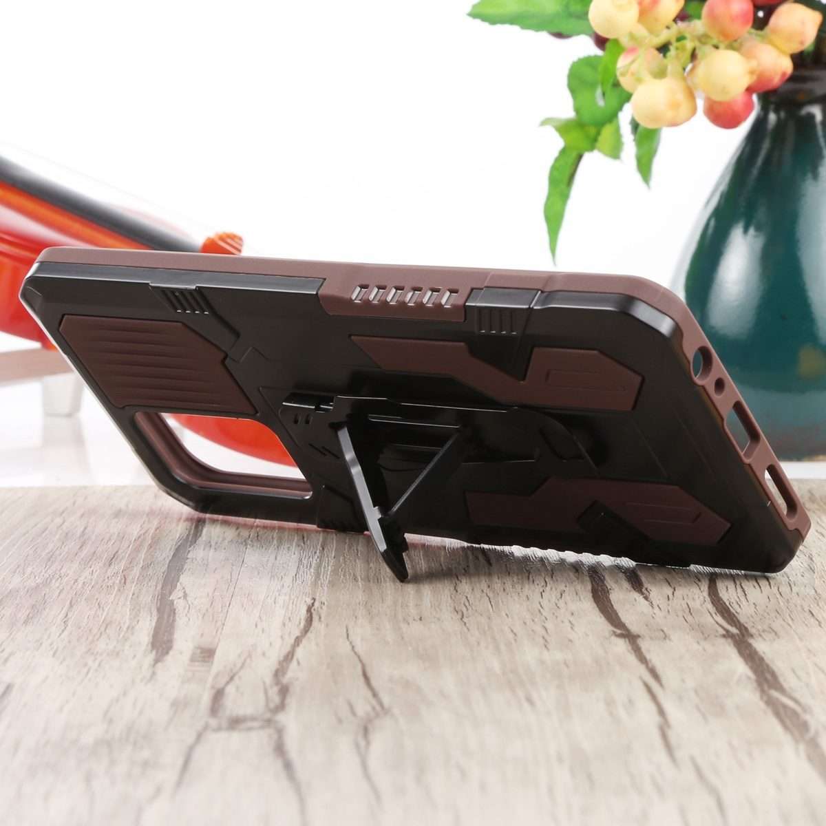 For Infinix Note 10 Pro Armor Warrior Shockproof PC + TPU Phone Case(Brown)