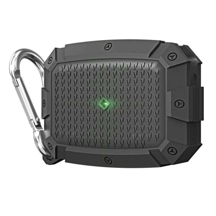 For AirPods Pro Shield Armor Waterproof Wireless Earphone Protective Case with Ca ... (Dark Green)