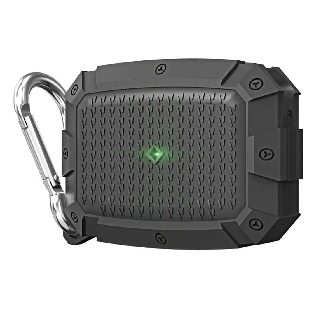For AirPods Pro Shield Armor Waterproof Wireless Earphone Protective Case with Ca ... (Dark Green)