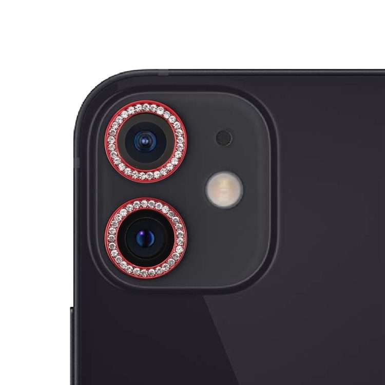 For iPhone 12 / 12 mini / 11 9H Point Drill Camera Lens Protector Circle(Red)